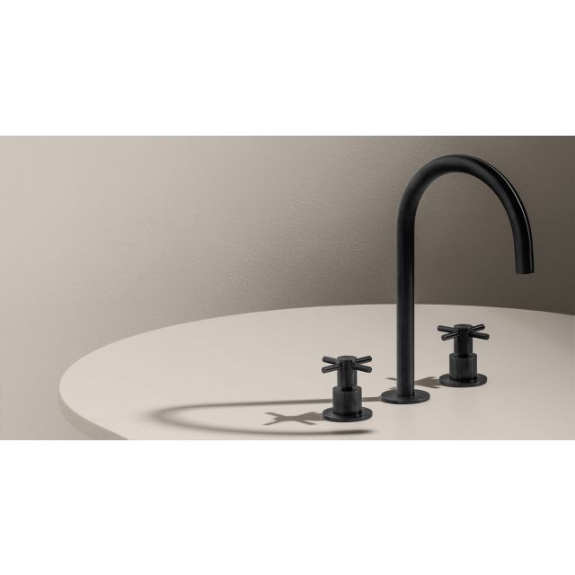 Zucchetti Helm 3-Loch-Waschtischmischer ZHM515.X-Zucchetti aus gebürstetem Edelstahl